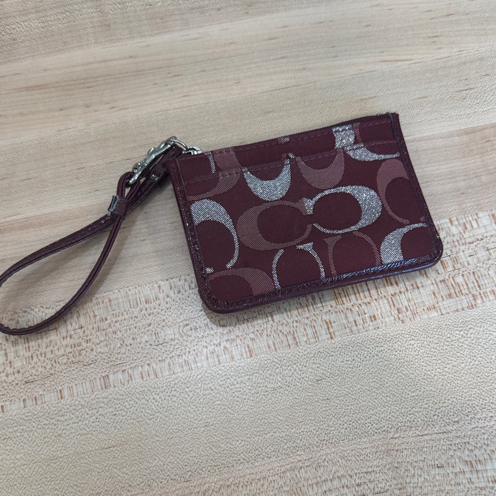 Coach Burgundy and Silver Wristlet